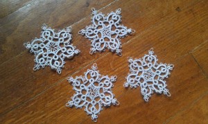 lacey tatted snowflakes